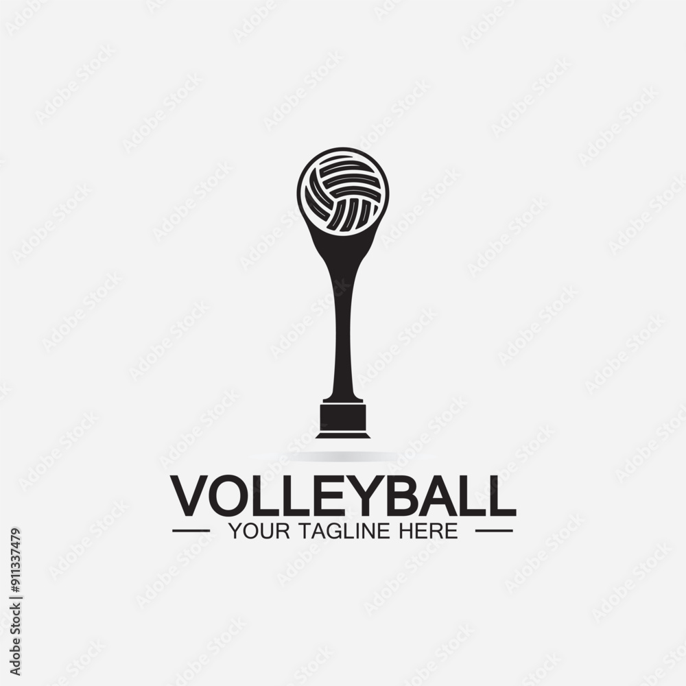 Winner Volleyball Championship Trophy Logo Design vector icon template. Volleyball trophy for winner award Winner Volleyball Championship Trophy Logo Design vector icon template. Volleyball trophy for winner award