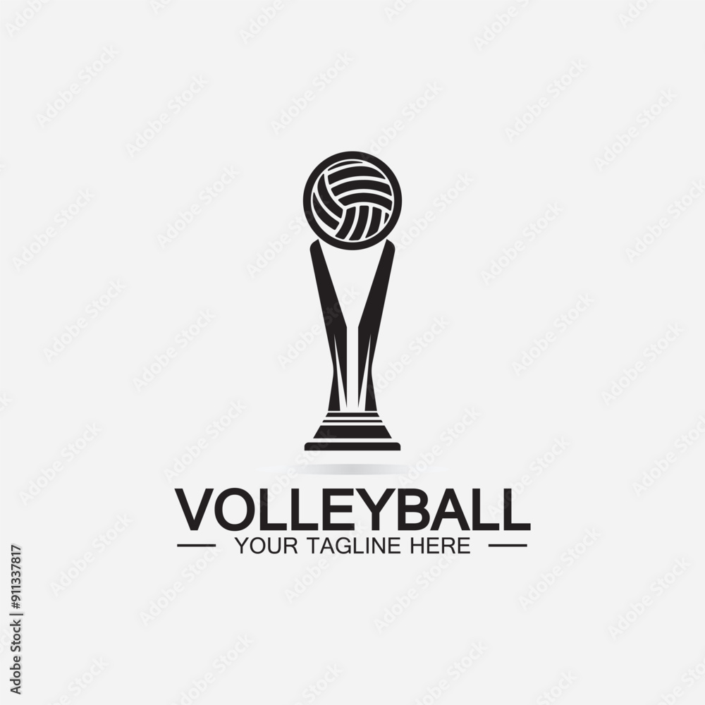 Winner Volleyball Championship Trophy Logo Design vector icon template. Volleyball trophy for winner award Winner Volleyball Championship Trophy Logo Design vector icon template. Volleyball trophy for winner award