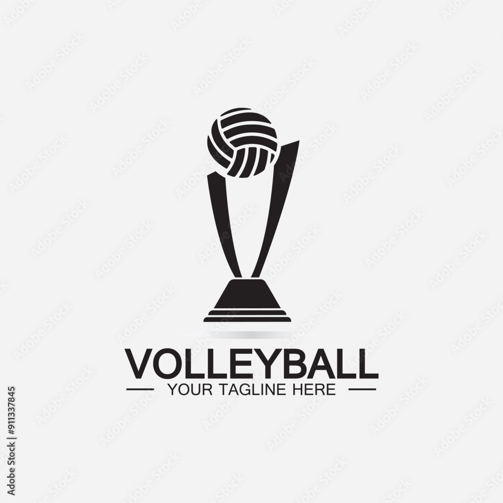 Winner Volleyball Championship Trophy Logo Design vector icon template. Volleyball trophy for winner award Winner Volleyball Championship Trophy Logo Design vector icon template. Volleyball trophy for winner award