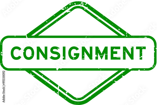Grunge green consignment word rubber seal stamp on white background