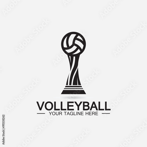 Winner Volleyball Championship Trophy Logo Design vector icon template. Volleyball trophy for winner award