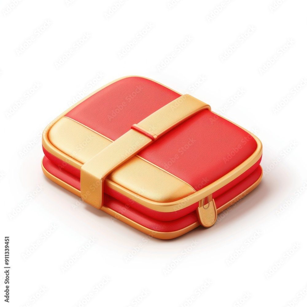 Red and Gold Leather Wallet with Zipper and Clasp Red and Gold Leather Wallet with Zipper and Clasp