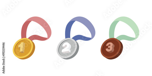 Medal prize. Gold, silver and bronze medal winners.