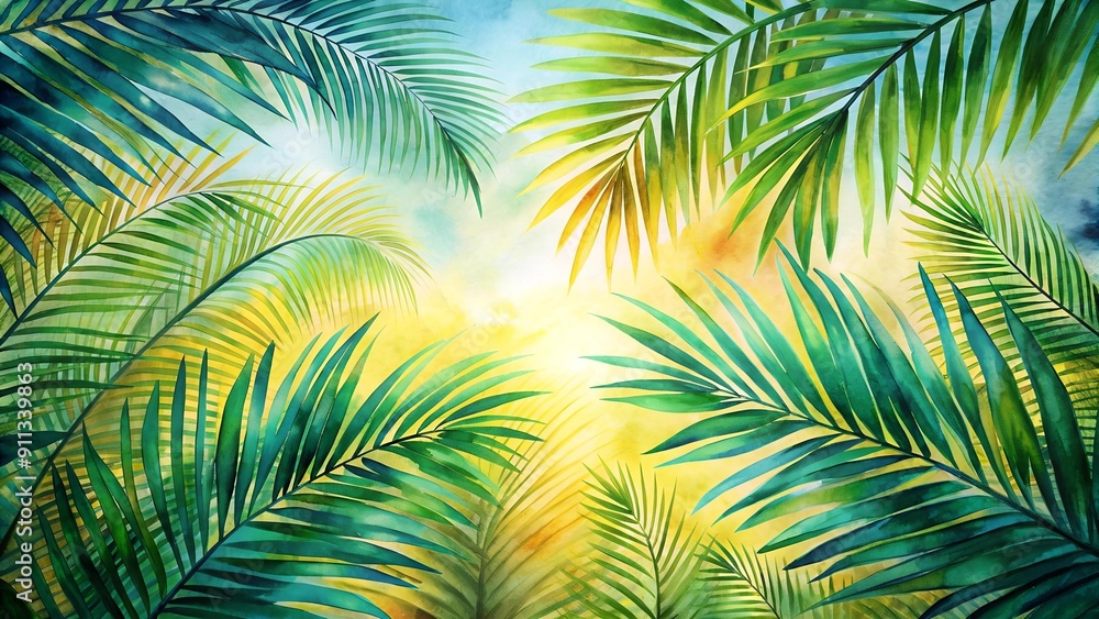Sun-Dappled Palm Fronds: A Tropical Oasis Generative AI Sun-Dappled Palm Fronds: A Tropical Oasis Generative AI
