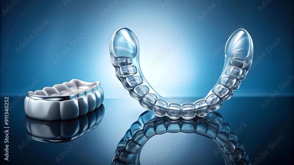 A Gleaming Smile: Orthodontic Retainer Fitting with a Mirror Reflection AI Generated A Gleaming Smile: Orthodontic Retainer Fitting with a Mirror Reflection AI Generated