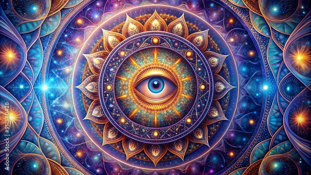 The All-Seeing Eye Within the Cosmic Mandala generative AI The All-Seeing Eye Within the Cosmic Mandala generative AI