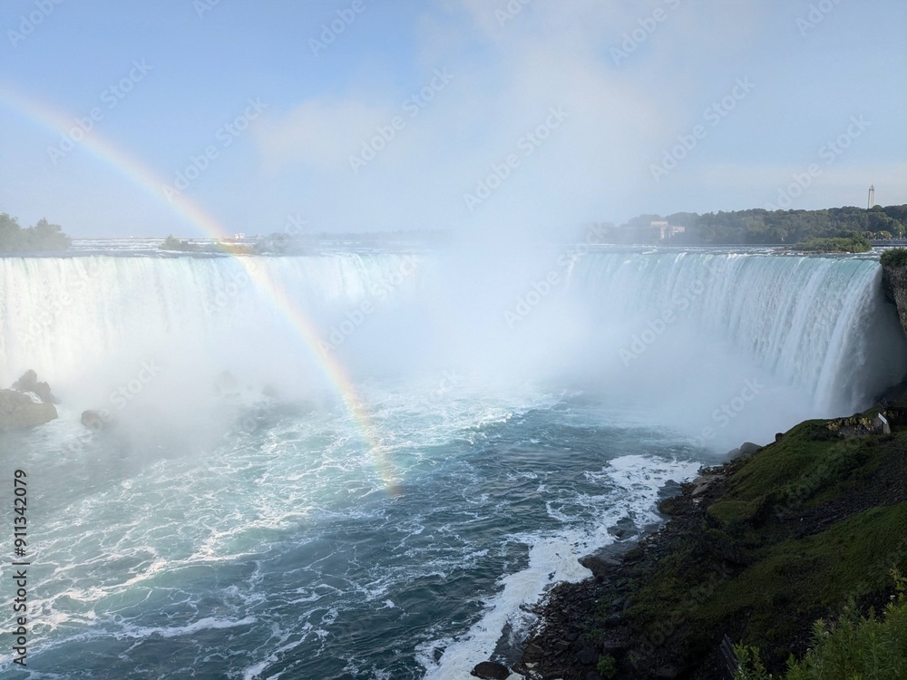 Fototapeta premium Rainbow and waterfall