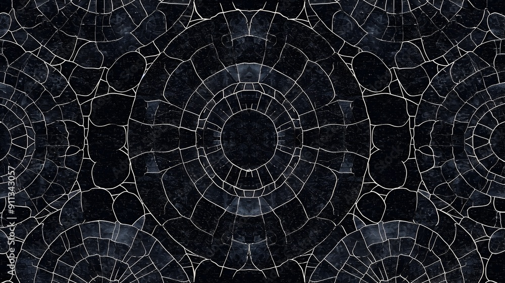 Obraz premium Mesmerizing Radial Black and White Geometric Abstract Digital Art Pattern