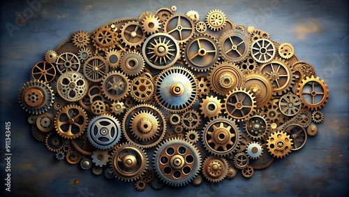 The Clockwork Cogitation: A Tapestry of Gears and Cogs Representing the Mechanical Mind  AI Generated photo