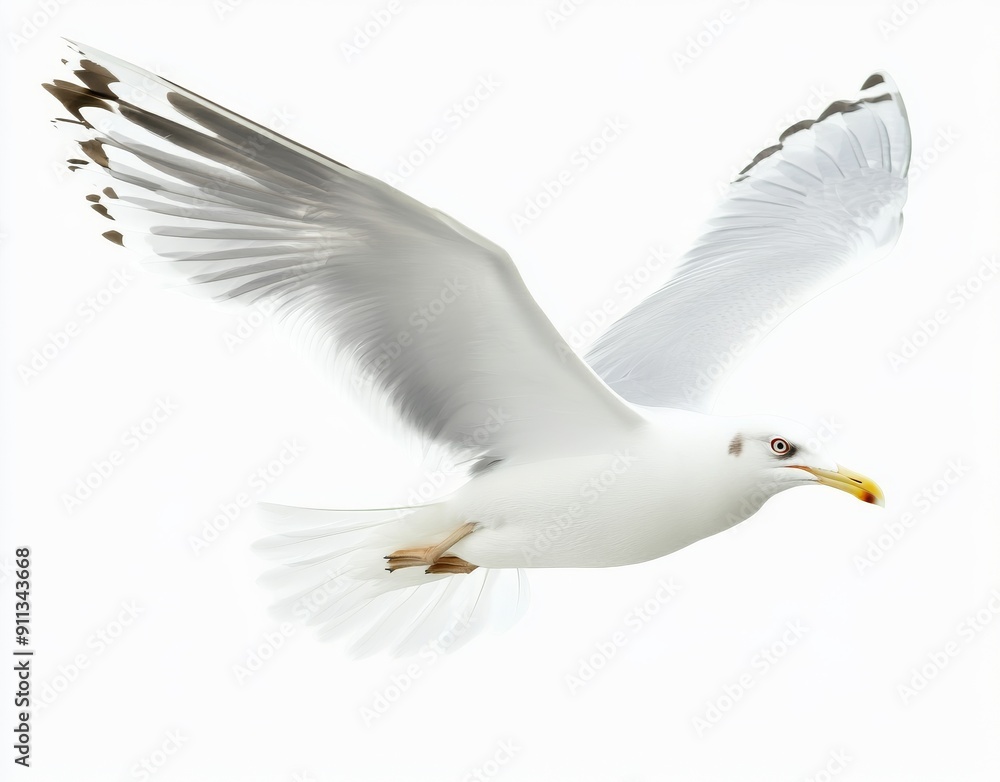 The gull is isolated on a white background and was generated using AI The gull is isolated on a white background and was generated using AI