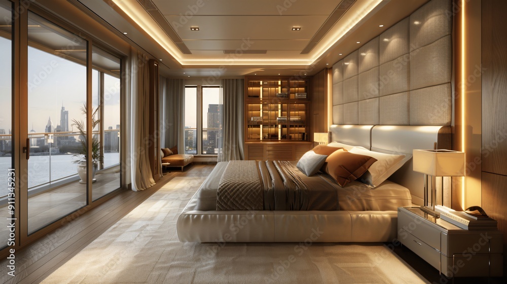 Luxurious Bedroom with City View Luxurious Bedroom with City View
