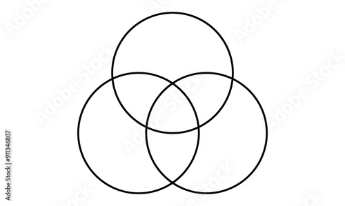 Intersection of three sets formula. Venn diagram chart template 3 circles.