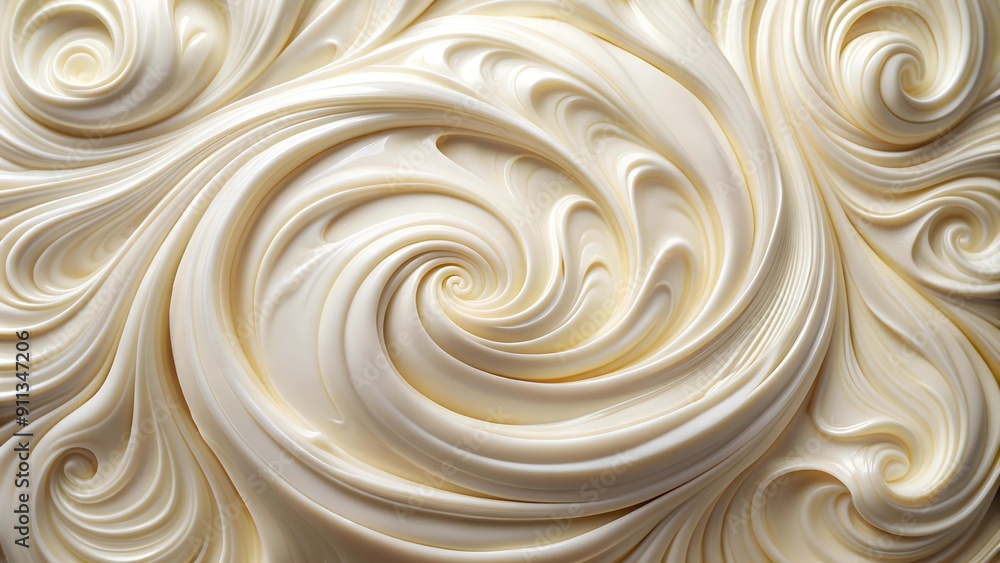 A Whirlwind of Creamy Delights: Abstract Swirls of Cream on a Pristine White Canvas AI generated A Whirlwind of Creamy Delights: Abstract Swirls of Cream on a Pristine White Canvas AI generated
