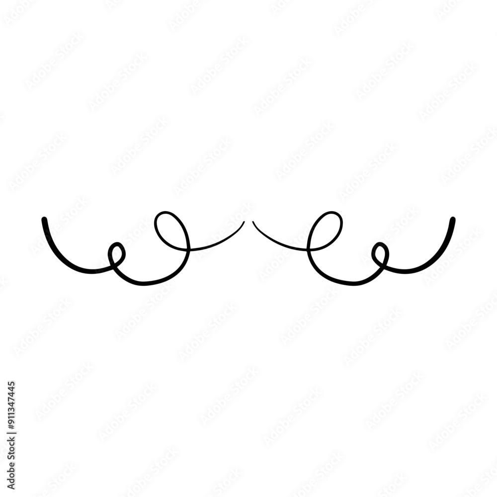 Hand drawn curly divider icon vector illustration design element of swish, swash, swoosh underline swirl squiggle stroke line Hand drawn curly divider icon vector illustration design element of swish, swash, swoosh underline swirl squiggle stroke line