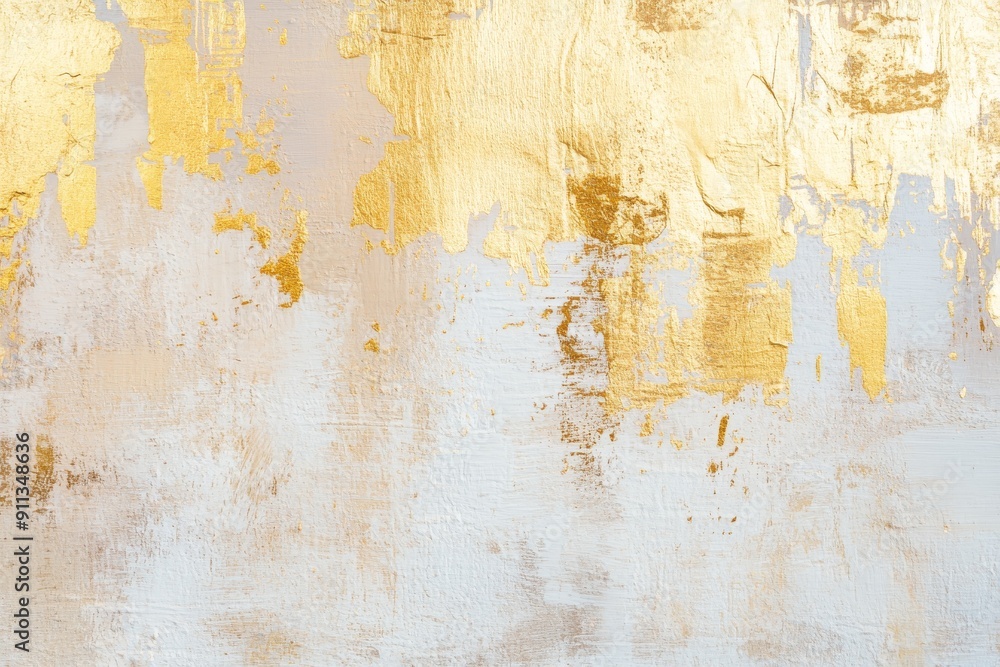 Obraz premium Stucco wall art smudge blots with acrylic and oil paints. Abstract texture painting in beige, gold and pastel colors stain.