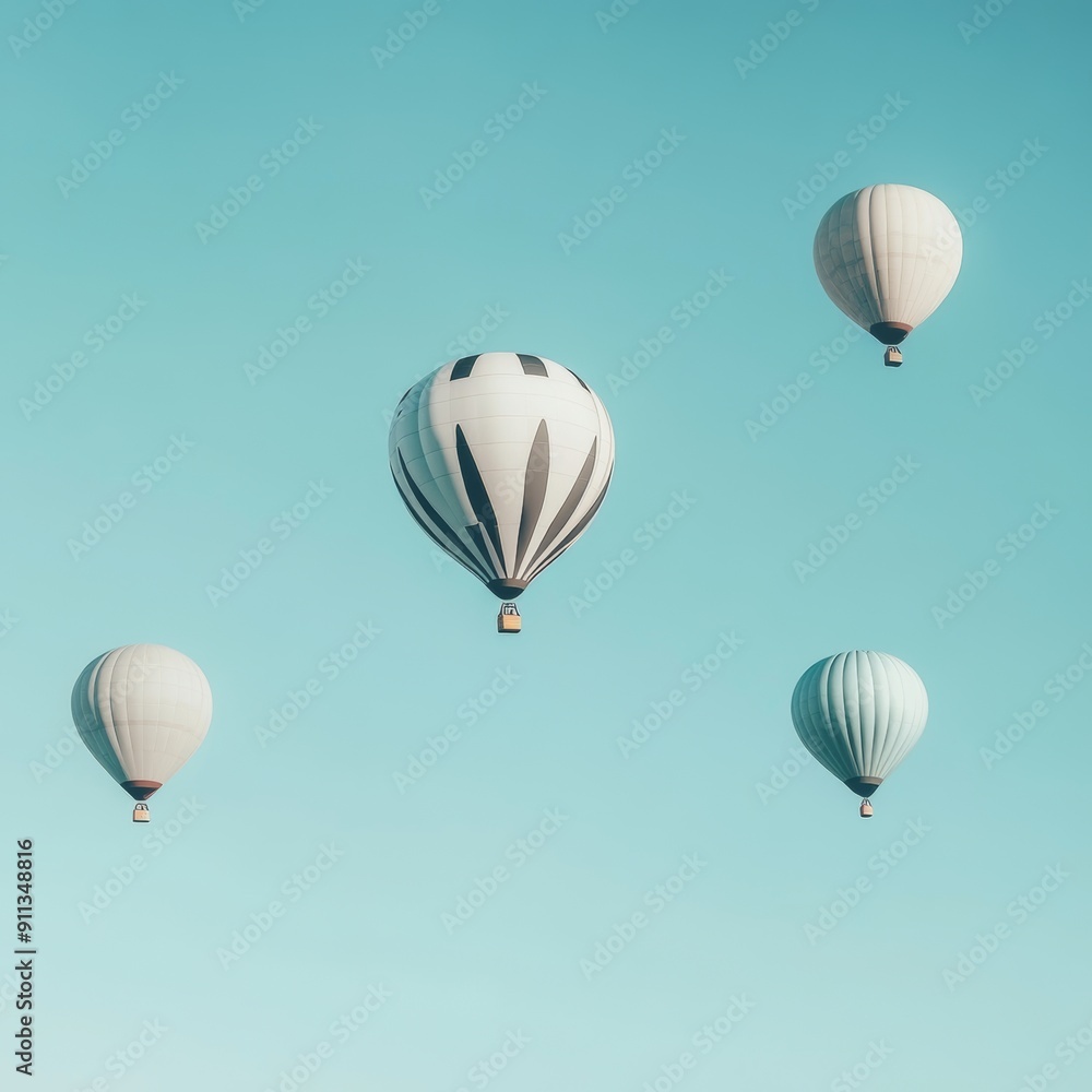 Obraz premium several hot air balloons floating in the clear blue sky