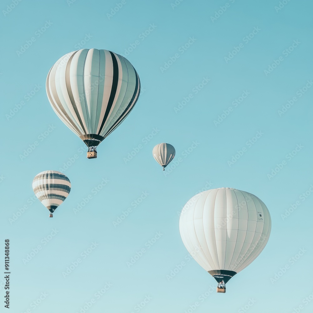 Obraz premium several hot air balloons floating in the clear blue sky