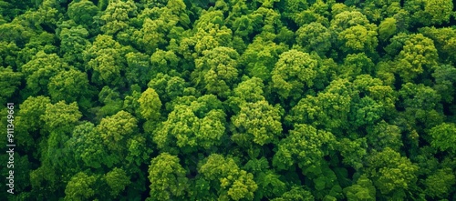 The texture and background of green forest trees from an aerial view, the natural background of green forest trees, the tropical rainforest tree ecosystem environment, and the texture and background
