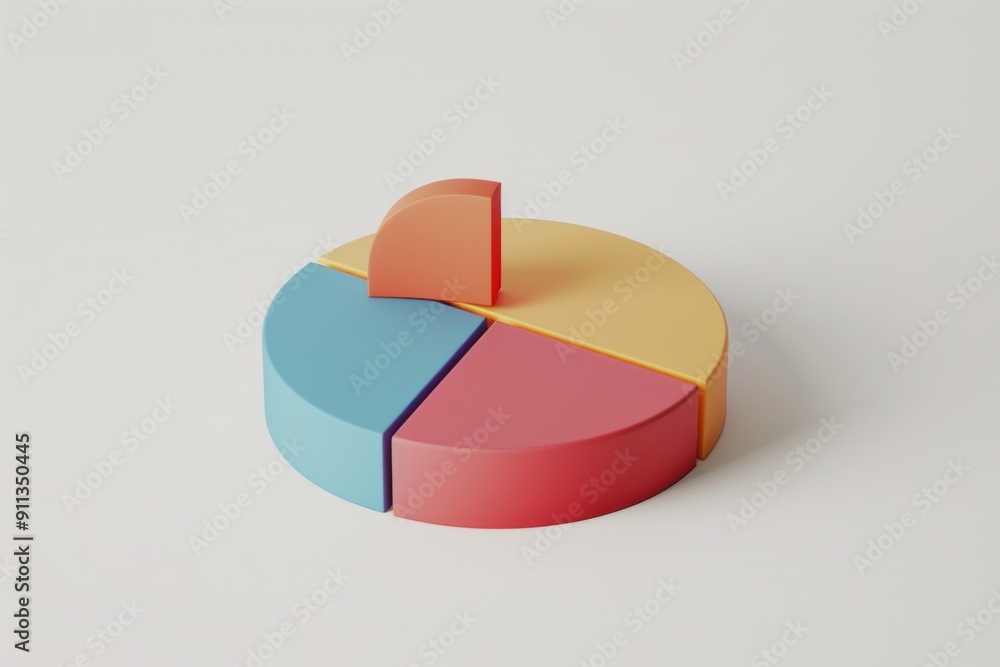A 3D pie chart with four sections of different colors A 3D pie chart with four sections of different colors