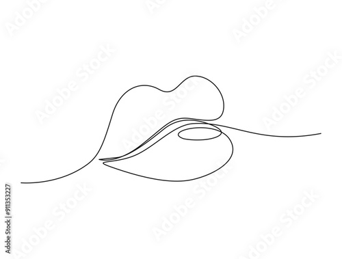 Continuous one line drawing of sexy lips. Woman lips single line vector illustration.