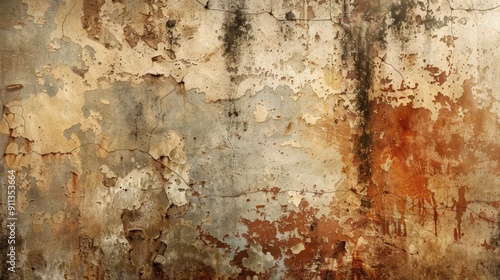 Abstract Peeling Rusty Wall Texture with Weathered Paint Patterns and Cracks