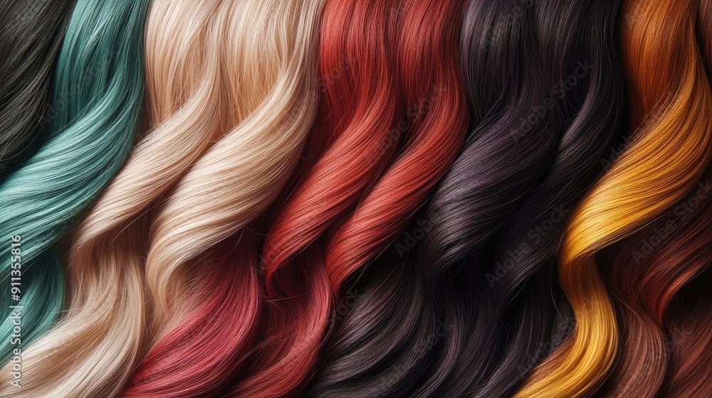 Detailed view of a hair dye color palette with an array of striking ...