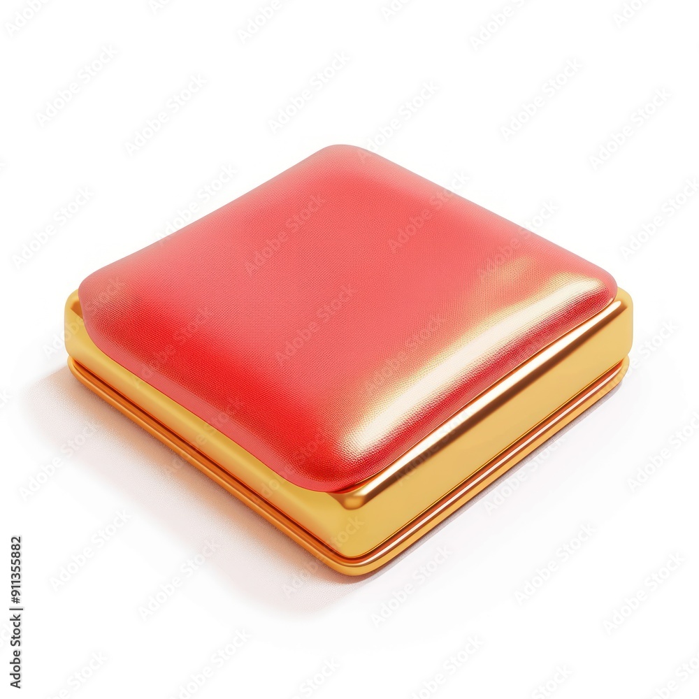 Red and Gold Square Cushion with a Shiny Surface Red and Gold Square Cushion with a Shiny Surface
