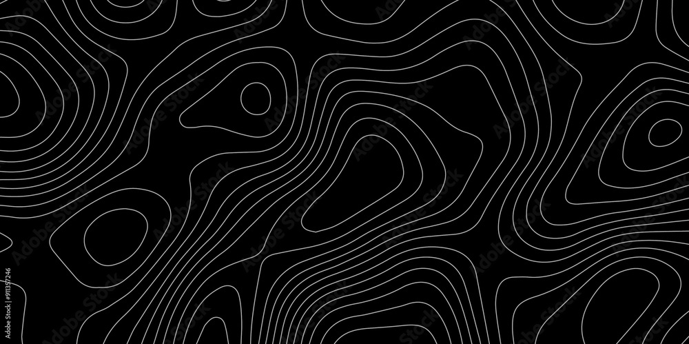 Abstract black background paper cut style with white wave curve line Luxury concept. Panorama view topography map contour background. Vector illustration. Line topography map contour background. Abstract black background paper cut style with white wave curve line Luxury concept. Panorama view topography map contour background. Vector illustration. Line topography map contour background.