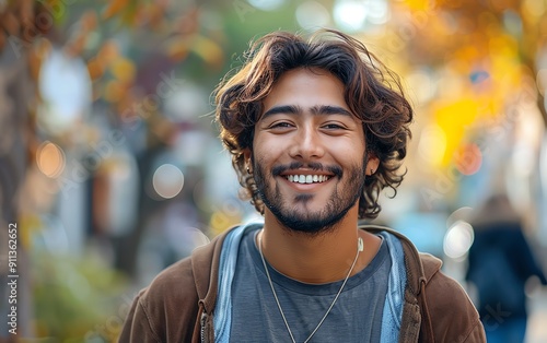 Happy individual smiling with joy, highresolution and vibrant, clear and engaging expression, cheerful mood photo