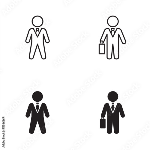 Businessman icon. Business woman icons. Professional company person or worker symbol. Anonymous profile, people and user account symbol. Vector stock icons illustration.