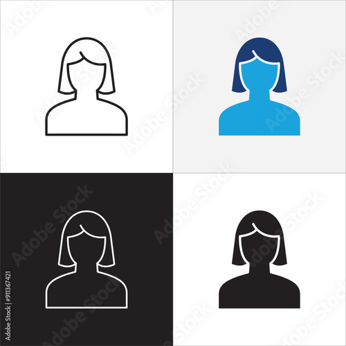 Business woman icons. Professional company person or worker symbol. Businessman icon. Anonymous profile, people and user account symbol. Vector stock icons illustration.