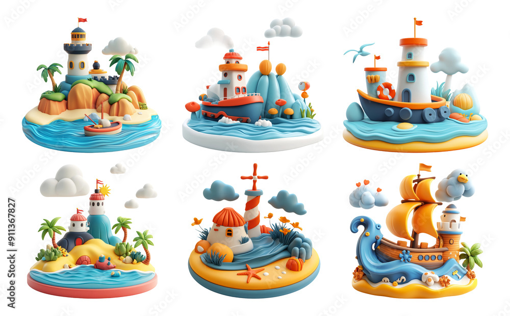 Nautical and Maritime Adventure Set Isolated on Transparent Background Nautical and Maritime Adventure Set Isolated on Transparent Background