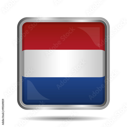 Netherlands Flag 3D Glossy Vector Illustration, Rectangular or Square Shape, Scalable EPS File. Square Dutch flag button with elegant silver frame, premium and shiny. Free Download Netherlands Flag 3D Glossy Vector Illustration, Rectangular or Square Shape, Scalable EPS File. Square Dutch flag button with elegant silver frame, premium and shiny. - GFXLoad