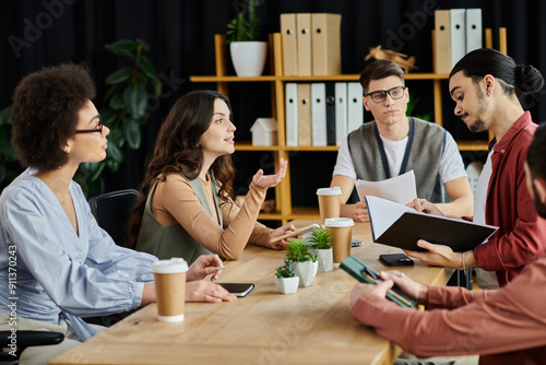 Canvas Print Team members converse thoughtfully amid a challenging time.