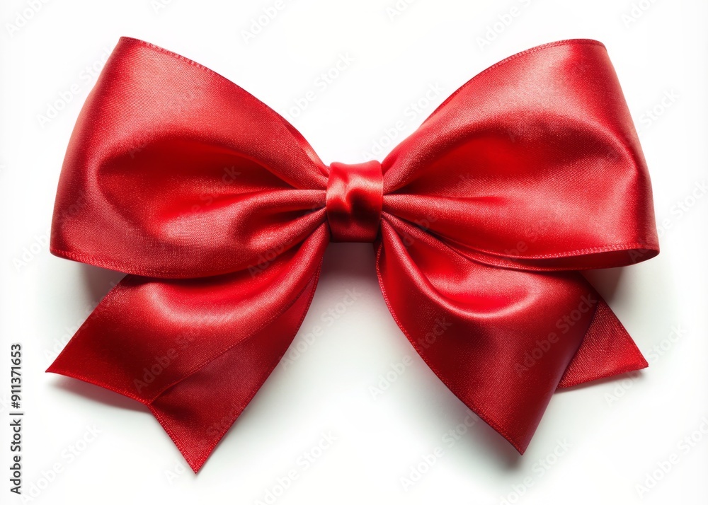 Vibrant red satin bow beautifully tied with delicate loops and ends, perfectly centered on a pure white background, creating a bold and elegant composition. Vibrant red satin bow beautifully tied with delicate loops and ends, perfectly centered on a pure white background, creating a bold and elegant composition.