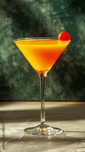Wallpaper Mural Elegant Orange Cocktail with Cherry Garnish Torontodigital.ca