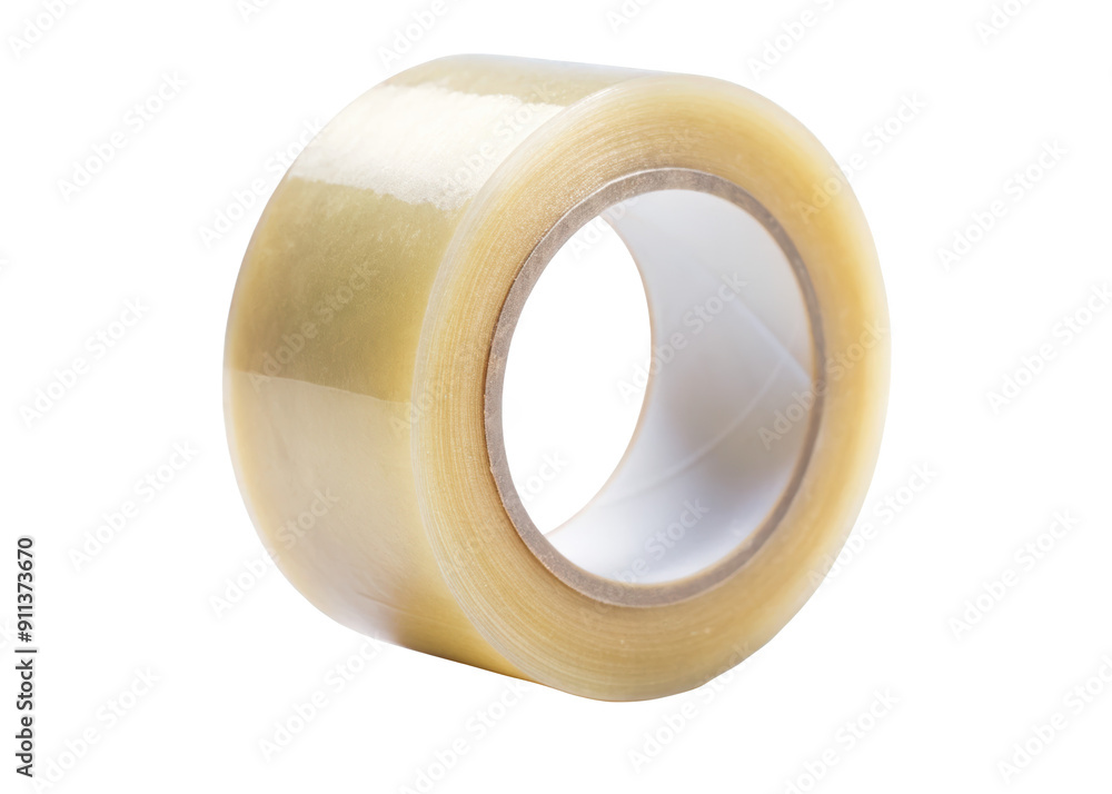 A transparent adhesive tape roll commonly used for packaging and sealing purposes. Isolated on transparent background, png. A transparent adhesive tape roll commonly used for packaging and sealing purposes. Isolated on transparent background, png.