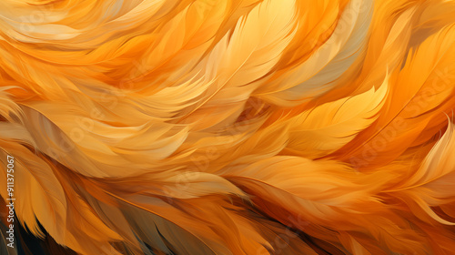 Orange Bird Feathers Watercolor Oil Painting, Abstract Image, Texture, Pattern Background, Wallpaper, Cover and Screen of Smartphone, Cell Phone, Computer, Laptop, 9:16 and 16:9 Format