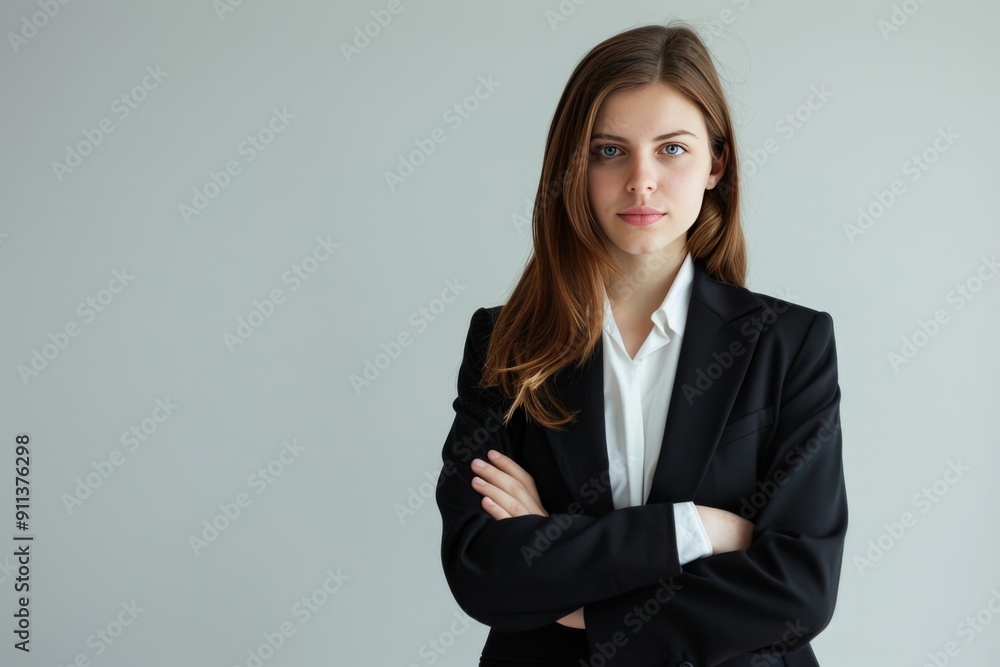 Businesswoman standing with a clean background and room for text. Businesswoman standing with a clean background and room for text.