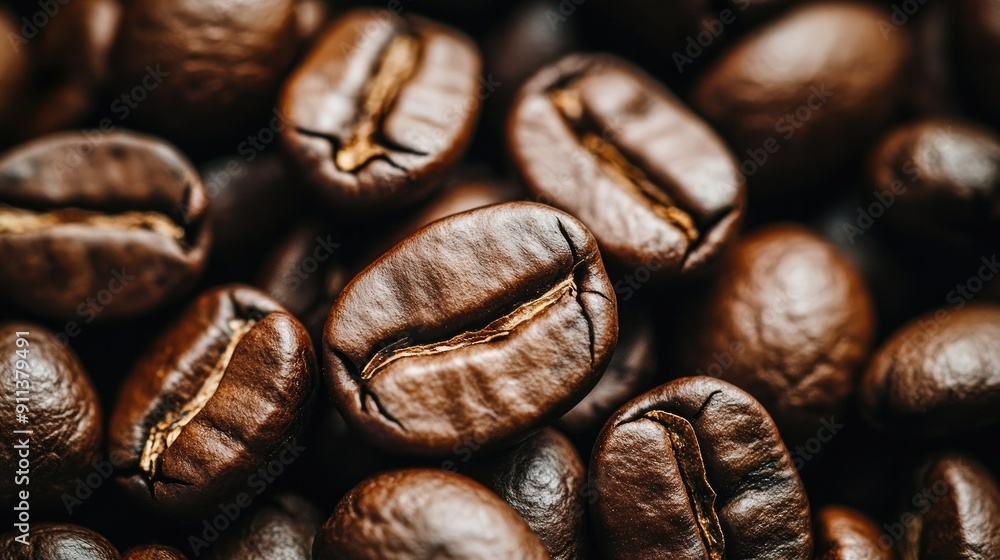 A macro image of coffee beans piled together, showcasing their texture and natural variations in color. A macro image of coffee beans piled together, showcasing their texture and natural variations in color.