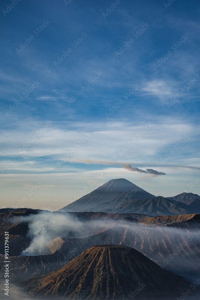 Mount Bromo volcano (Gunung Bromo) during sunrise on Mount Penanjakan, in East Java, Indonesia. Mount Bromo volcano (Gunung Bromo) during sunrise on Mount Penanjakan, in East Java, Indonesia.