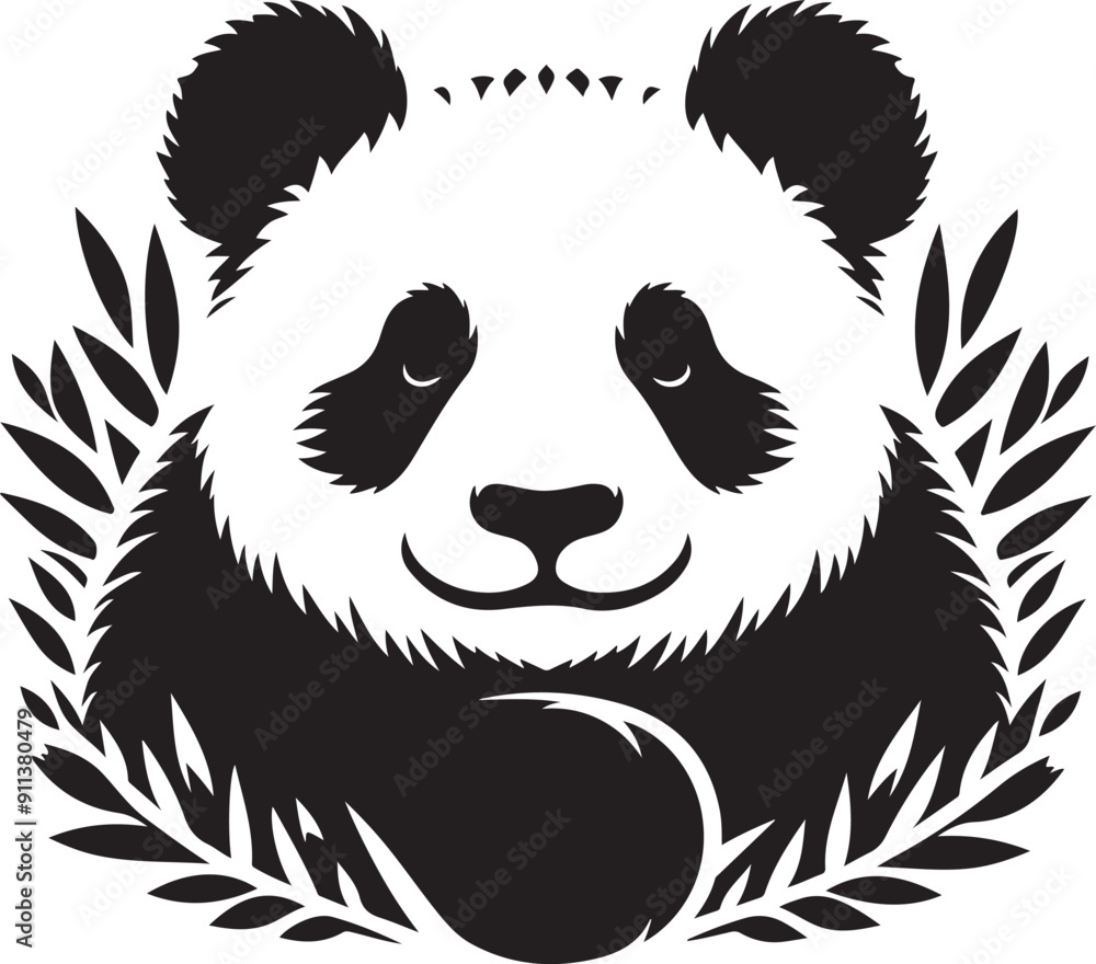 Panda vector silhouette with a white background Panda vector silhouette with a white background