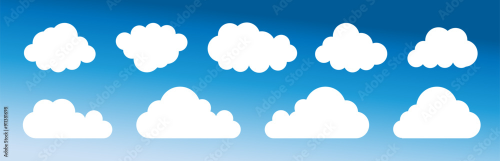 Set of cartoon cloud in a flat design. White cloud. Vector Set of cartoon cloud in a flat design. White cloud. Vector
