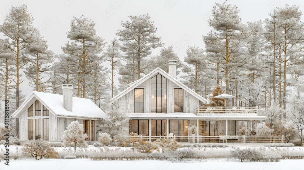 White house of dream with white fence, garden and trees on opened pages of magazine. Unusual 3d illustration. Travel and camping concept. ai generated White house of dream with white fence, garden and trees on opened pages of magazine. Unusual 3d illustration. Travel and camping concept. ai generated