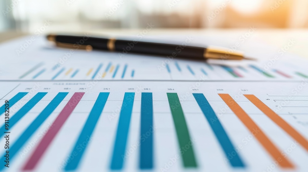 Financial analysis documents spread out on a table, focusing on expenses and portfolio growth Financial analysis documents spread out on a table, focusing on expenses and portfolio growth