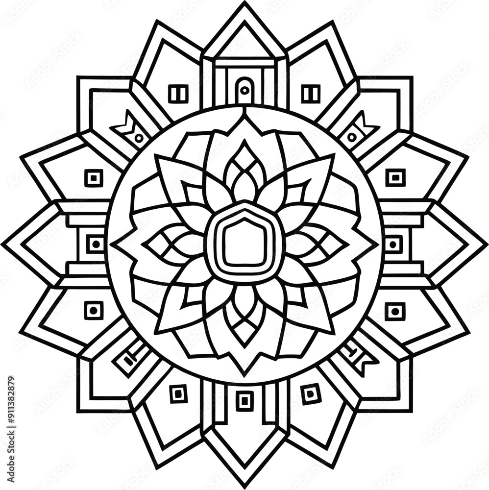 Fototapeta premium Architectural Mandala colorful page