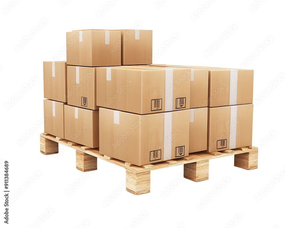 A shipping box container isolated on white transparent background