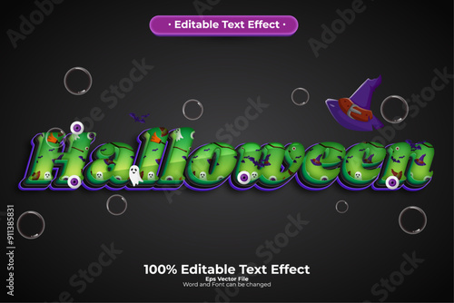 New Halloween Green editable text effect in modern trend style