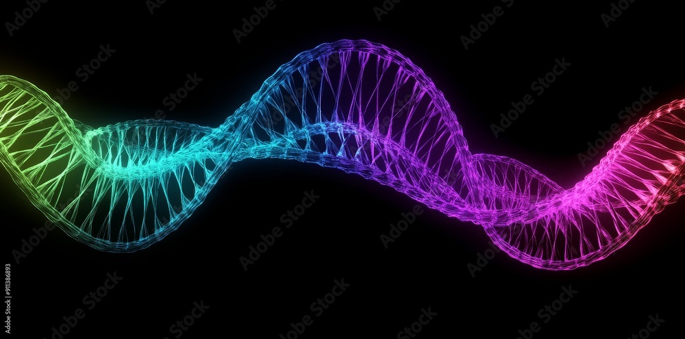 Fototapeta premium Generated AI tools were used to create the DNA design over a black background.