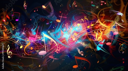 Abstract Music Notes in Vibrant Colors